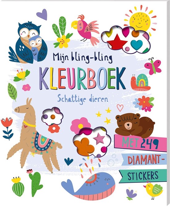 image books Mijn Bling Bling Kleurboek Schattige Dieren met 249 Diamant Stickers 